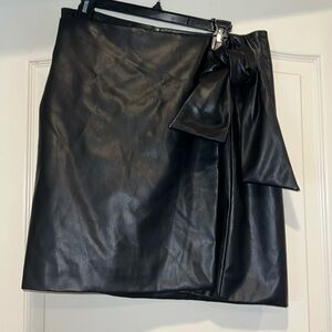 Faux Leather Wrap Mini Skirt